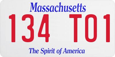 MA license plate 134TO1