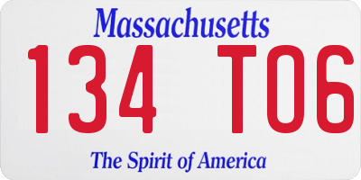 MA license plate 134TO6