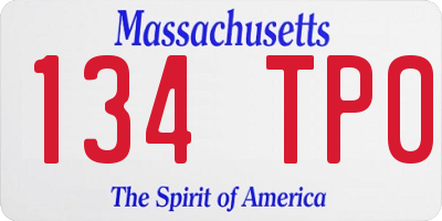 MA license plate 134TP0