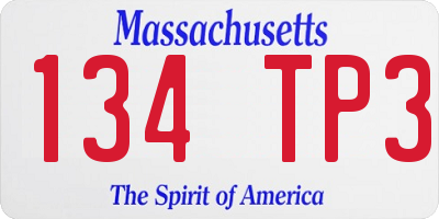 MA license plate 134TP3