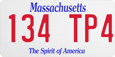 MA license plate 134TP4