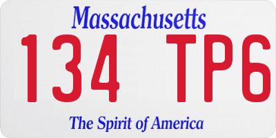 MA license plate 134TP6