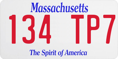 MA license plate 134TP7