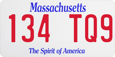 MA license plate 134TQ9