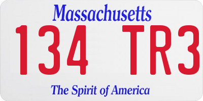 MA license plate 134TR3