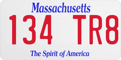 MA license plate 134TR8