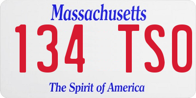 MA license plate 134TS0