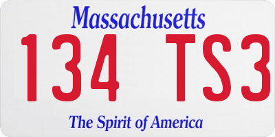 MA license plate 134TS3