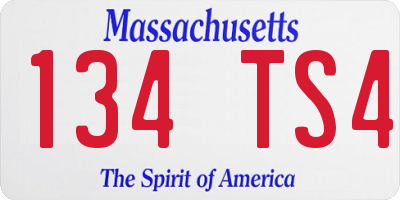 MA license plate 134TS4