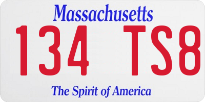 MA license plate 134TS8