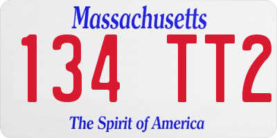 MA license plate 134TT2