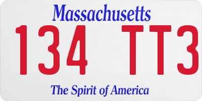 MA license plate 134TT3