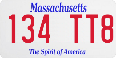 MA license plate 134TT8
