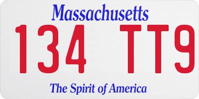 MA license plate 134TT9