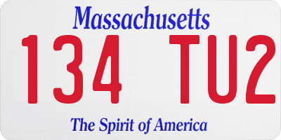 MA license plate 134TU2