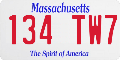 MA license plate 134TW7