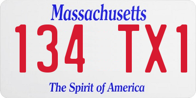 MA license plate 134TX1