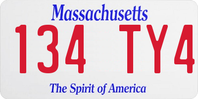 MA license plate 134TY4