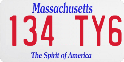 MA license plate 134TY6