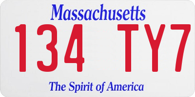 MA license plate 134TY7