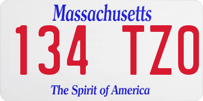 MA license plate 134TZ0