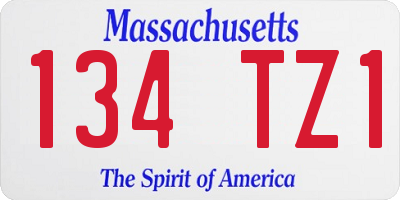 MA license plate 134TZ1