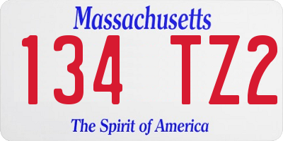 MA license plate 134TZ2