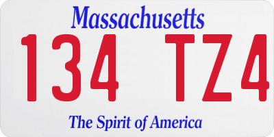 MA license plate 134TZ4