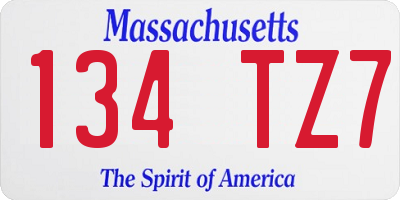 MA license plate 134TZ7
