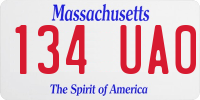 MA license plate 134UA0