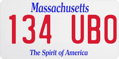 MA license plate 134UB0