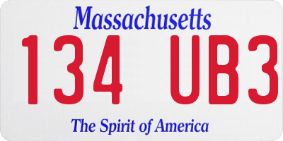 MA license plate 134UB3