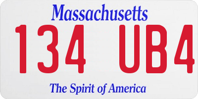 MA license plate 134UB4