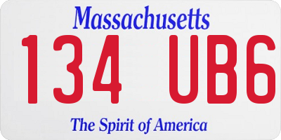 MA license plate 134UB6