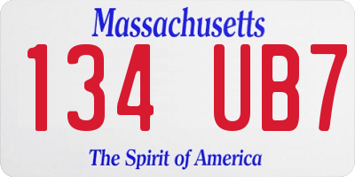 MA license plate 134UB7