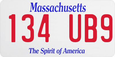 MA license plate 134UB9