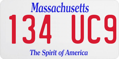 MA license plate 134UC9