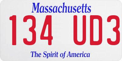 MA license plate 134UD3