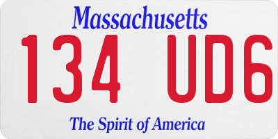 MA license plate 134UD6