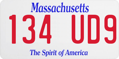MA license plate 134UD9
