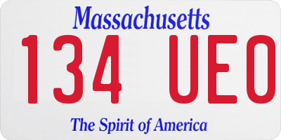 MA license plate 134UE0