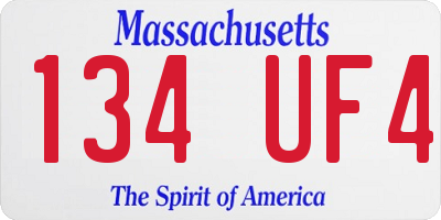 MA license plate 134UF4