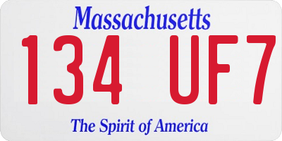 MA license plate 134UF7