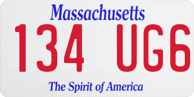 MA license plate 134UG6