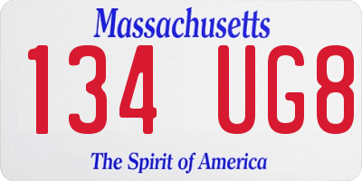 MA license plate 134UG8