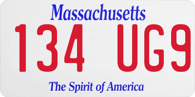MA license plate 134UG9