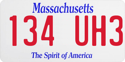 MA license plate 134UH3