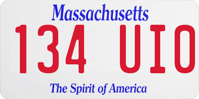 MA license plate 134UI0