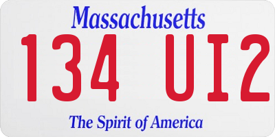MA license plate 134UI2