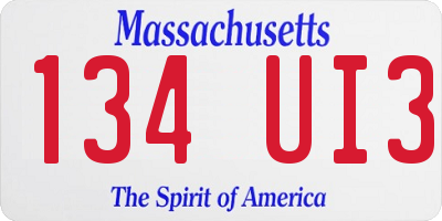 MA license plate 134UI3